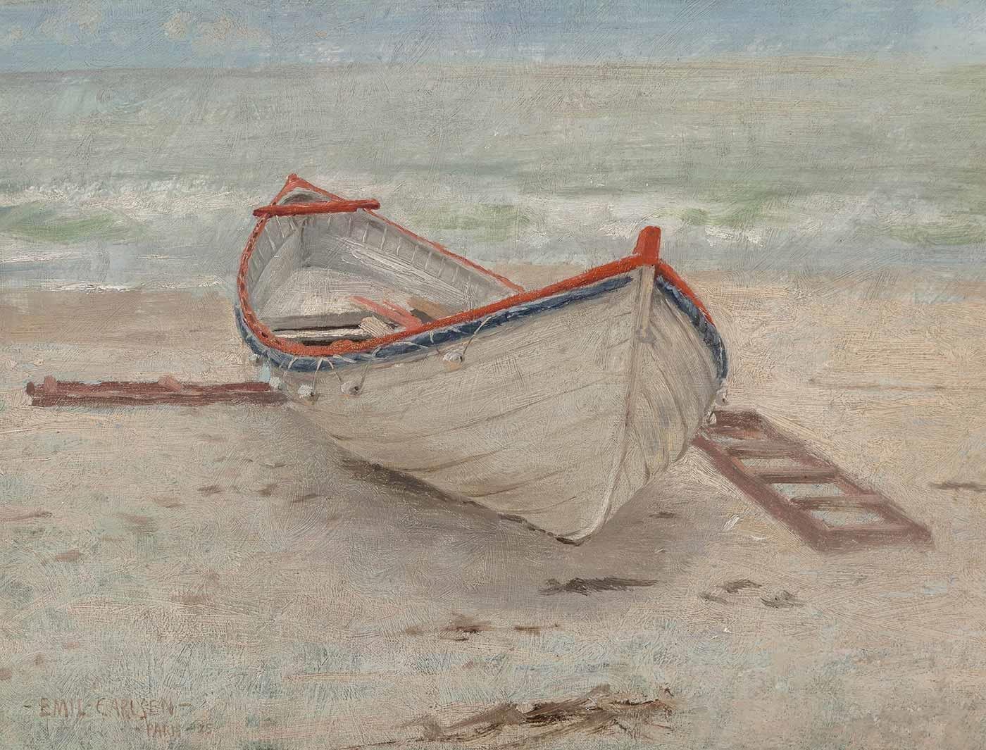Fishing Boat on Shore by Emil Carlsen