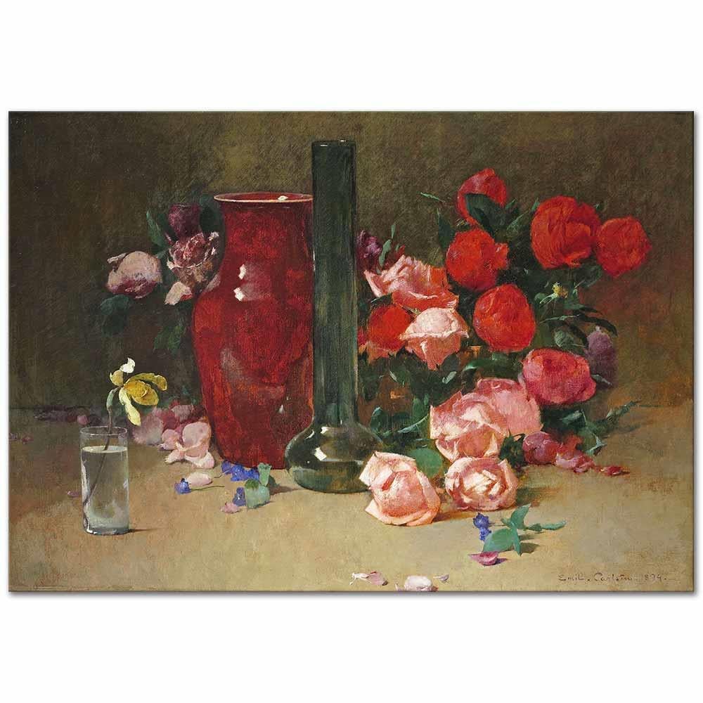 Emil Carlsen Güller ve Vazo Kanvas Tablo
