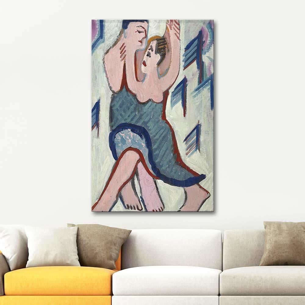 Ernst Ludwig Kirchner Karda Dans Eden Çift Kanvas Tablo