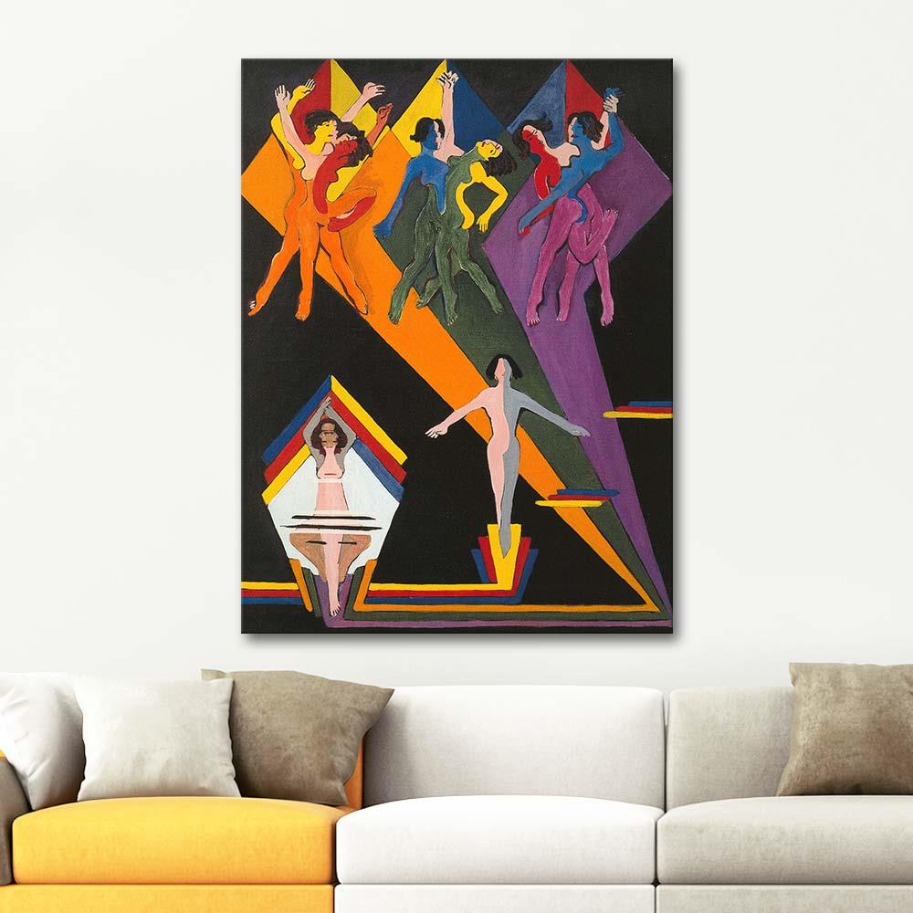 Ernst Ludwig Kirchner Dancing Girls In Colourful Rays Art Print