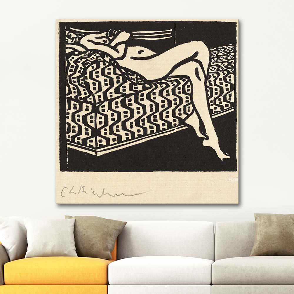 Ernst Ludwig Kirchner Divan Üzerine Uzanmış Nü Kanvas Tablo