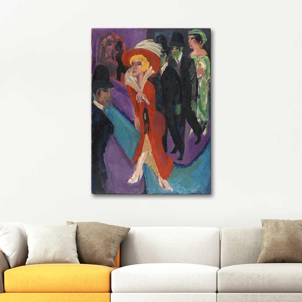 Ernst Ludwig Kirchner Kırmızı Kıyafet İle Sokakta Kanvas Tablo