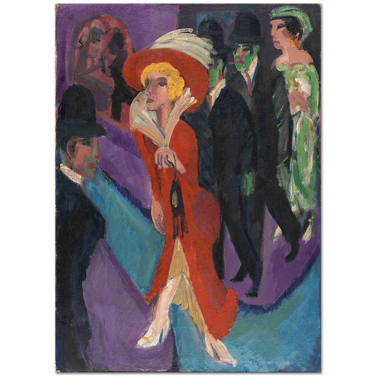 Ernst Ludwig Kirchner Kırmızı Kıyafet İle Sokakta Kanvas Tablo