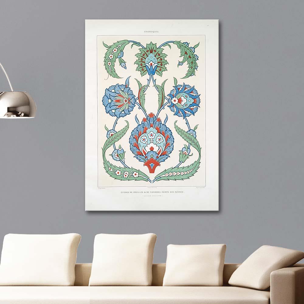 Emile Prisse d'Avennes Yaprak ve Çiçek Etüdü Kanvas Tablo