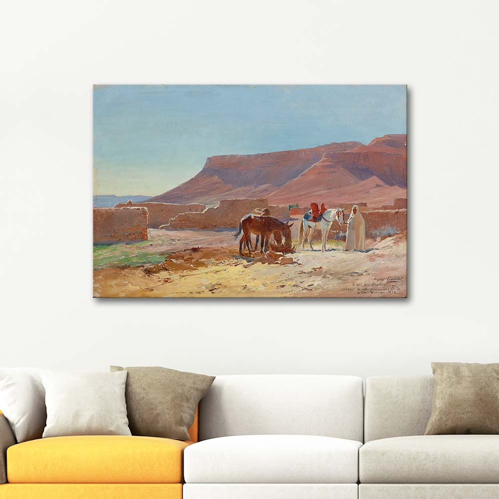 Eugene Alexis Girardet Figures In The Desert At Eddis Art Print