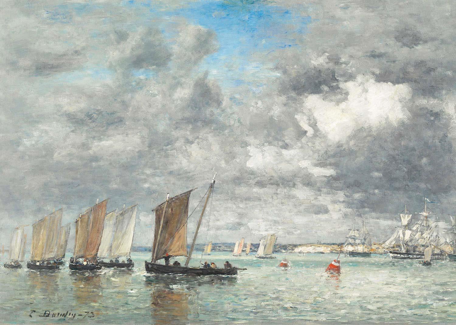 Eugene Boudin Camaret'de Balıkçı Tekneleri Kanvas Tablo