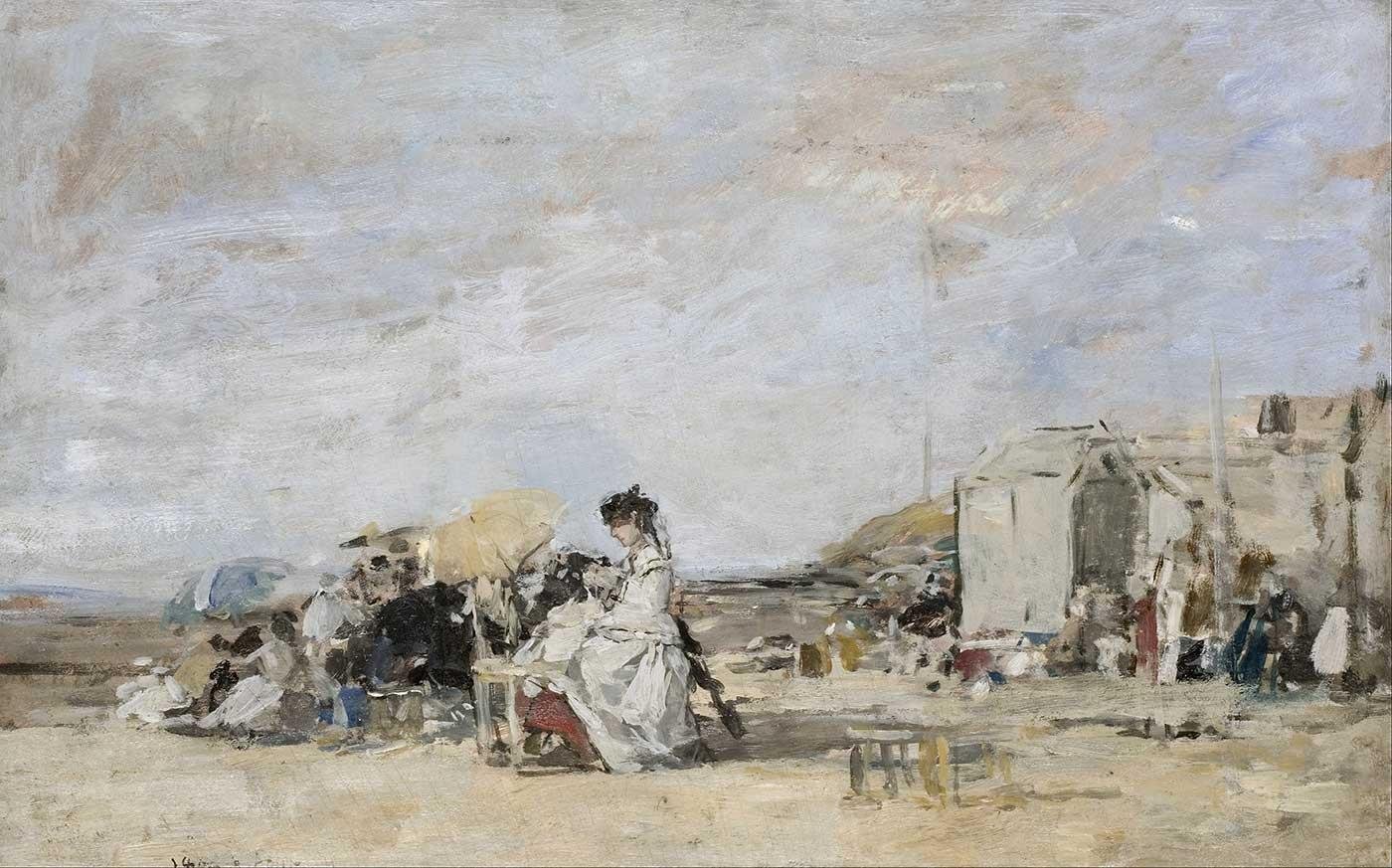 Eugene Boudin Trouville Sahilinde Kadın Kanvas Tablo