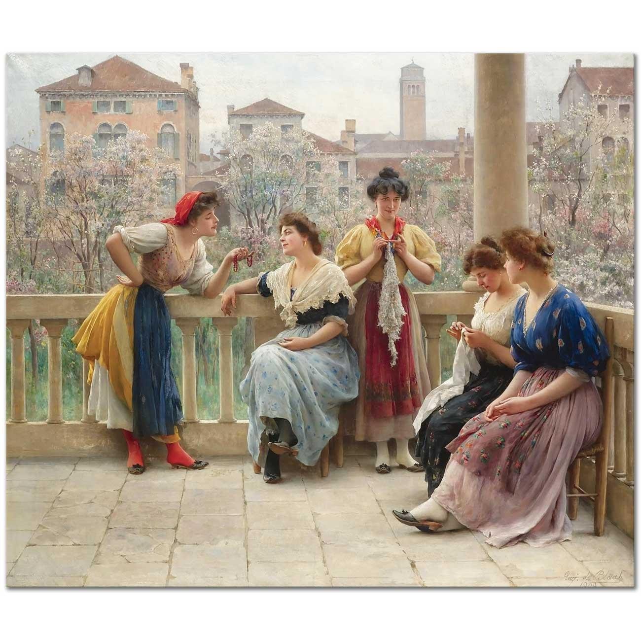 Conversation on the Terrace Venice by Eugene de Blaas