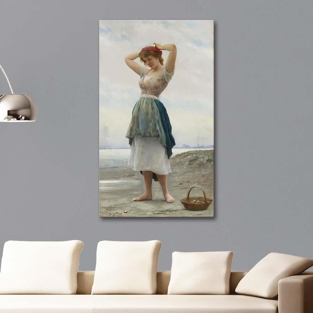 Eugene de Blaas On the Beach Art Print