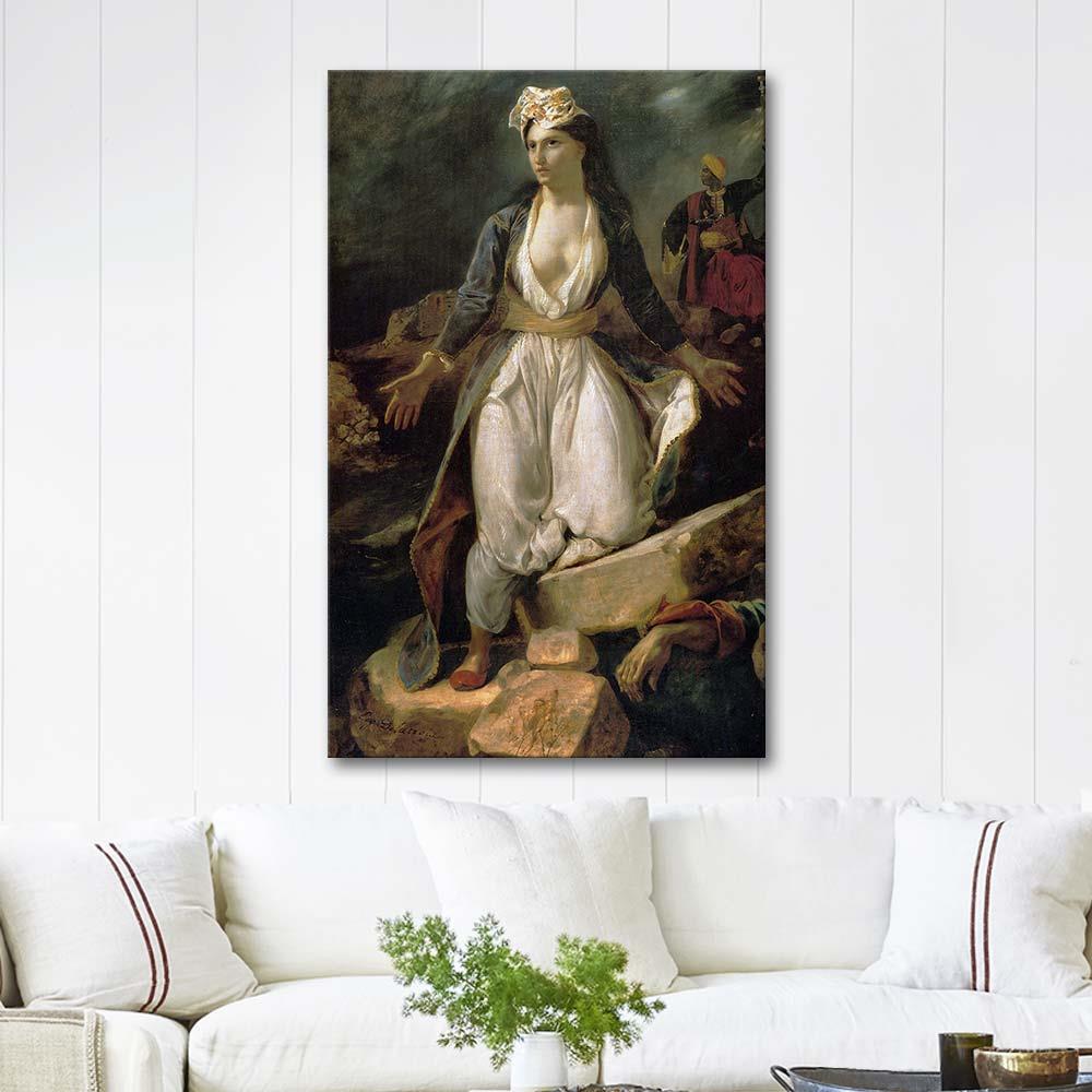 Eugene Delacroix Yunanistan Sembolü Missolonghi Harabeleri Kanvas Tablo