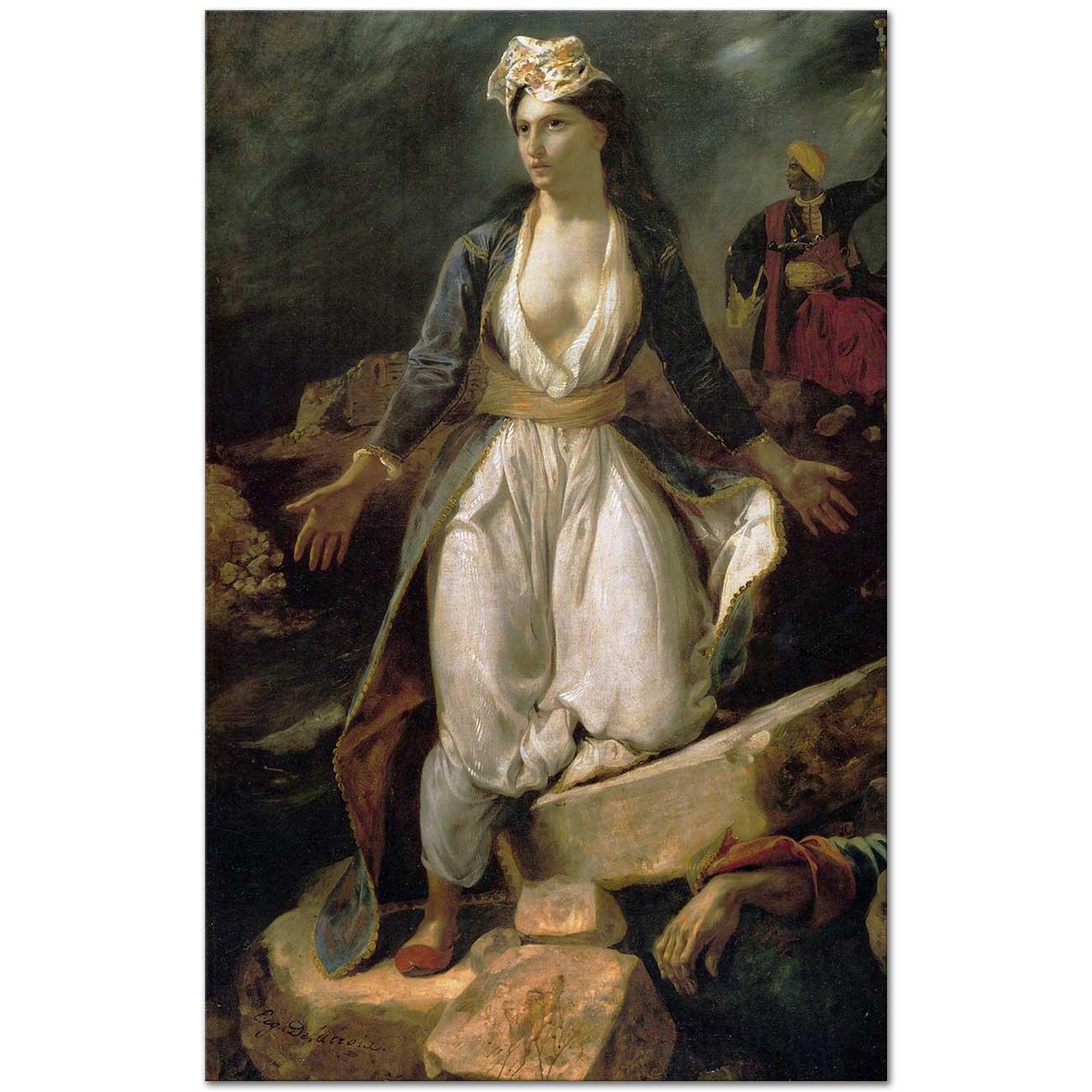 Eugene Delacroix Yunanistan Sembolü Missolonghi Harabeleri Kanvas Tablo
