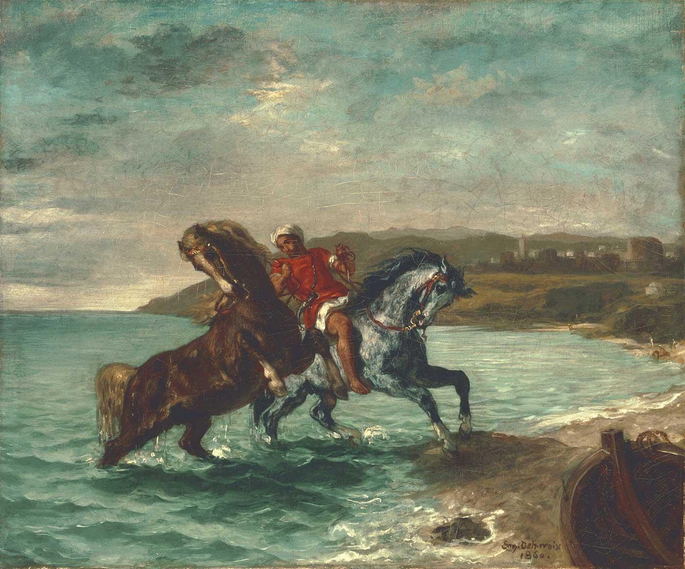 Eugene Delacroix Horses Coming out of the Sea Art Print