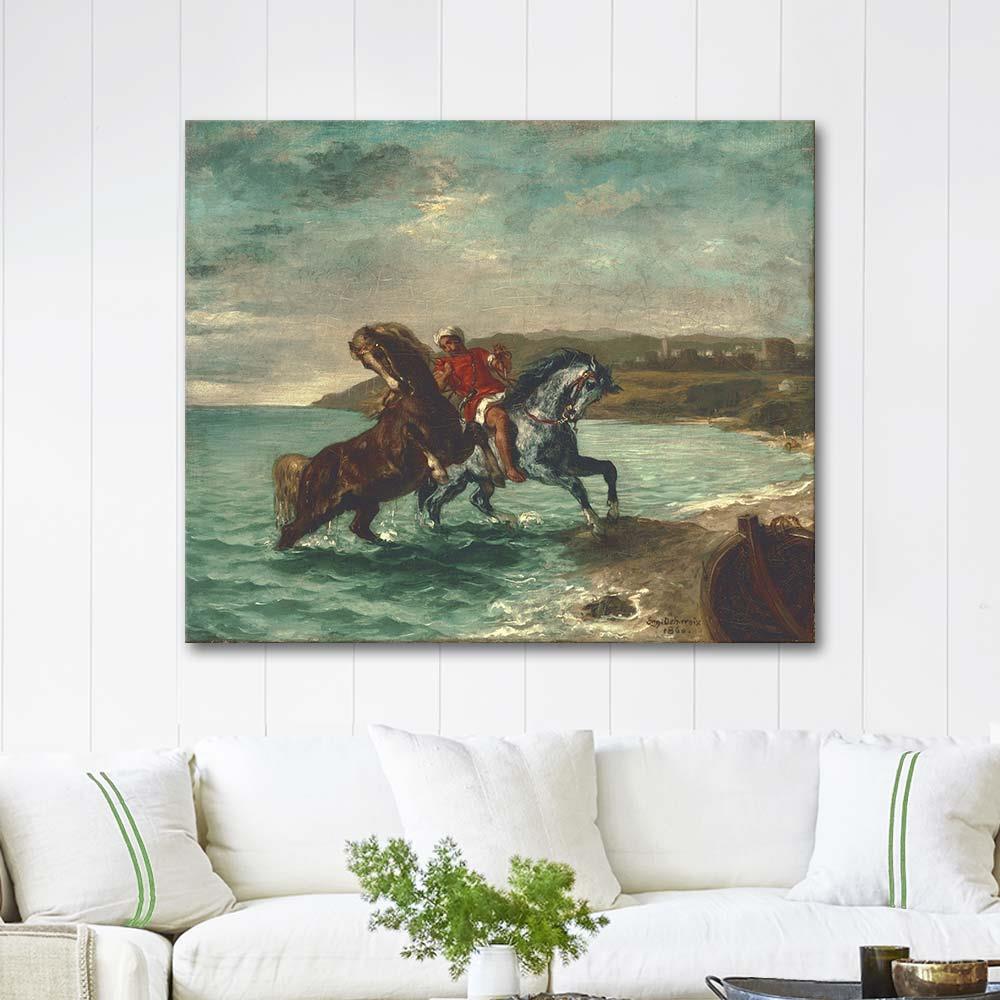 Eugene Delacroix Horses Coming out of the Sea Art Print