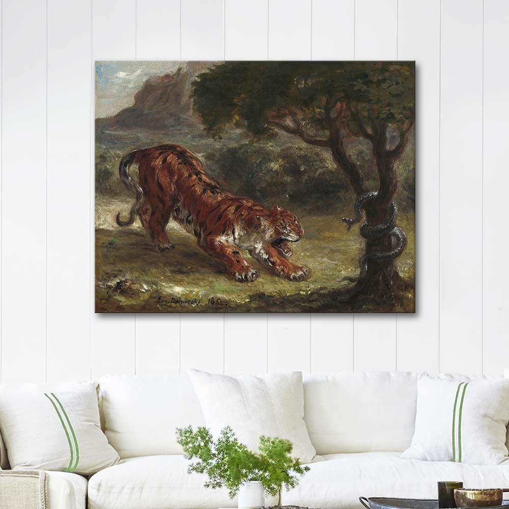 Eugene Delacroix Tiger and Snake Art Print