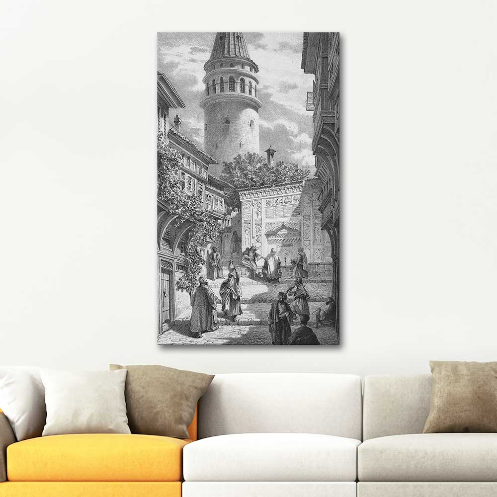 Eugene Flandin A Street in Galata Art Print