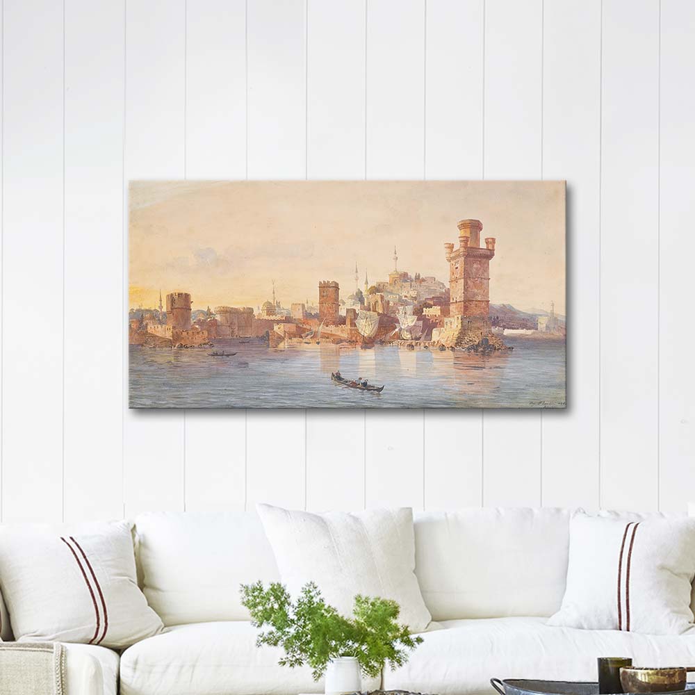 Eugene Flandin View of Rhodes Art Print