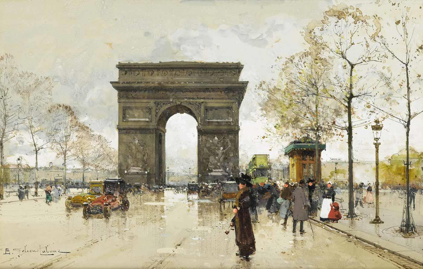 L'Arc de Triomphe by Eugene Galien-Laloue