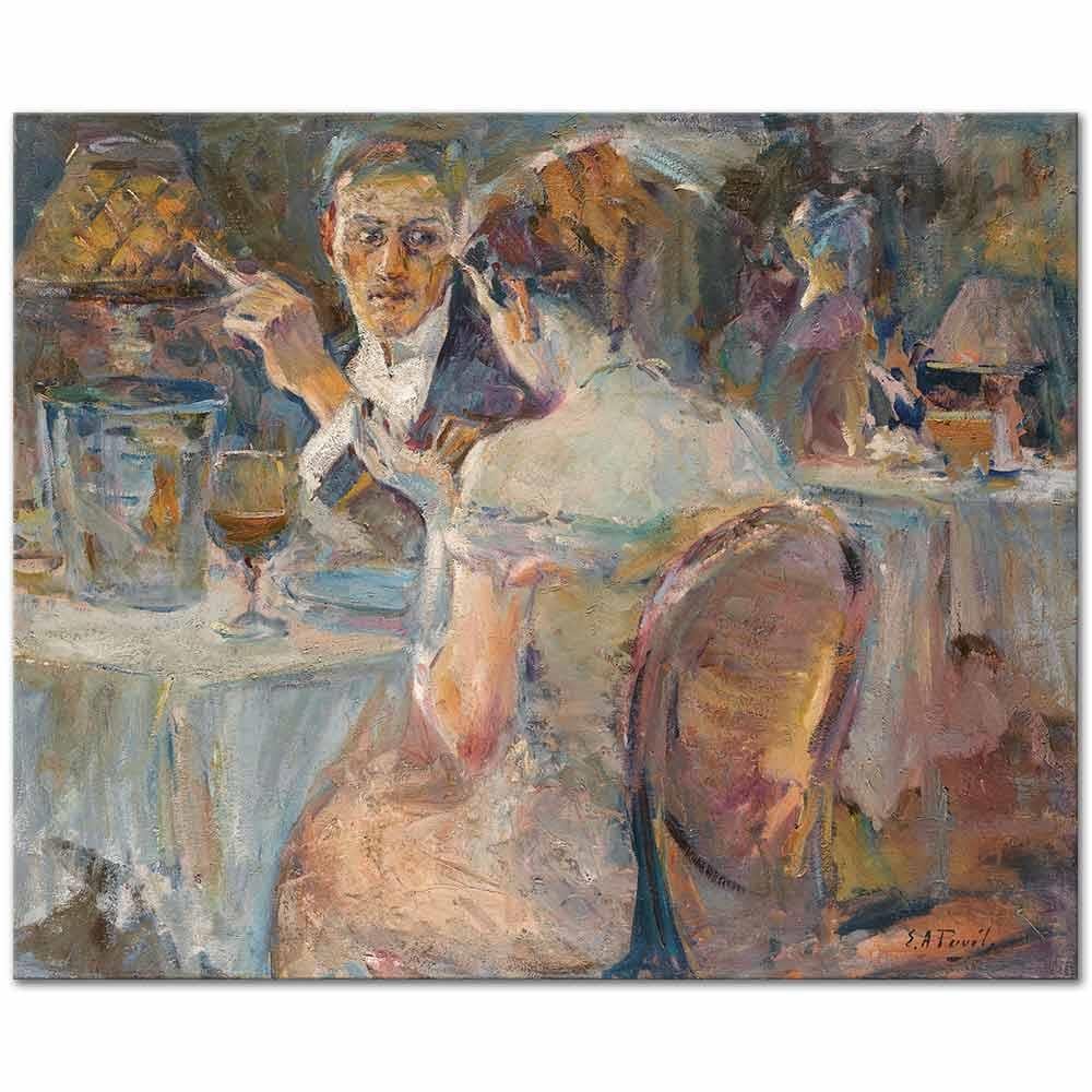 Elie Anatole Pavil Paris Cafesinde Akşam Kanvas Tablo