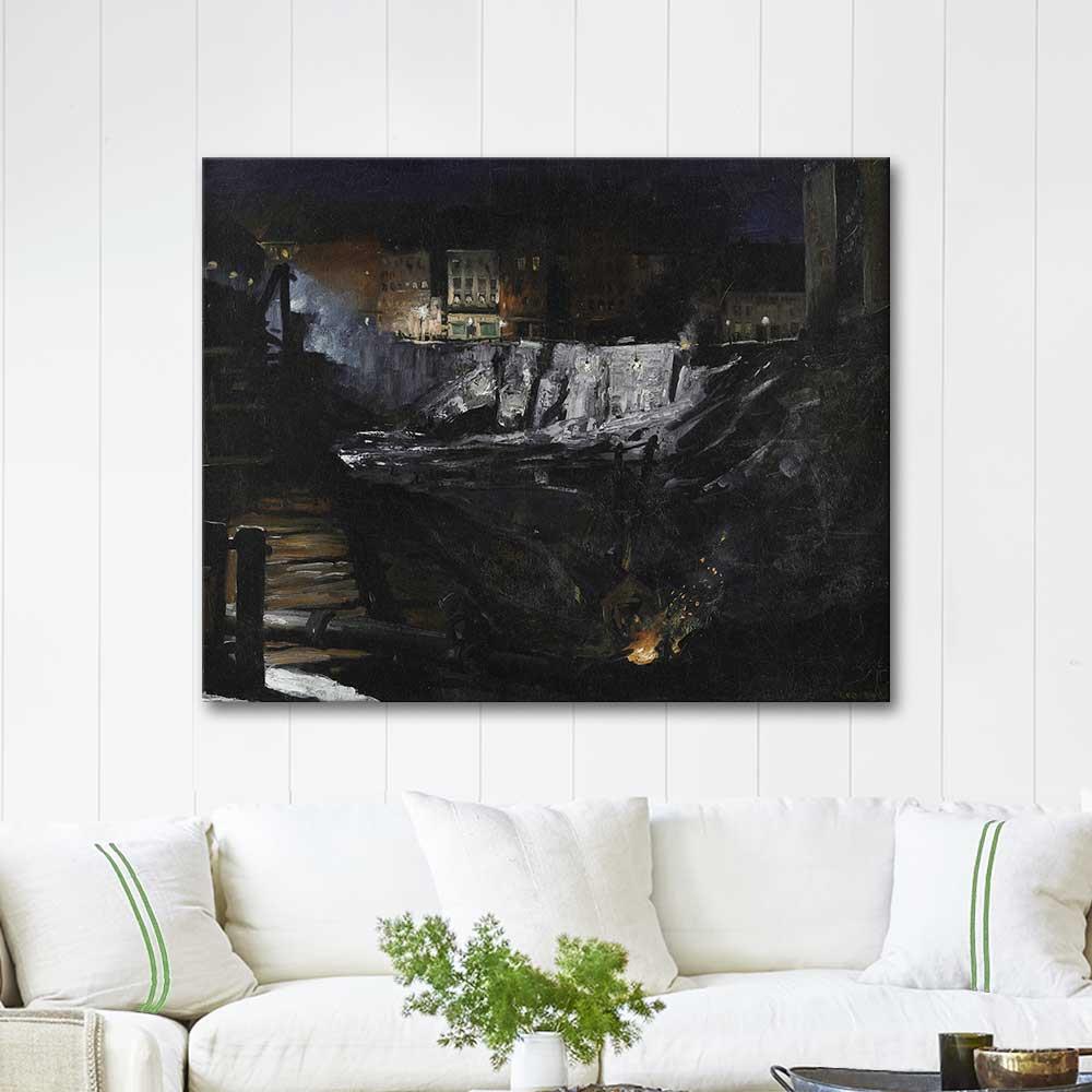 Excavation at Night by George Wesley Bellows as Art Print