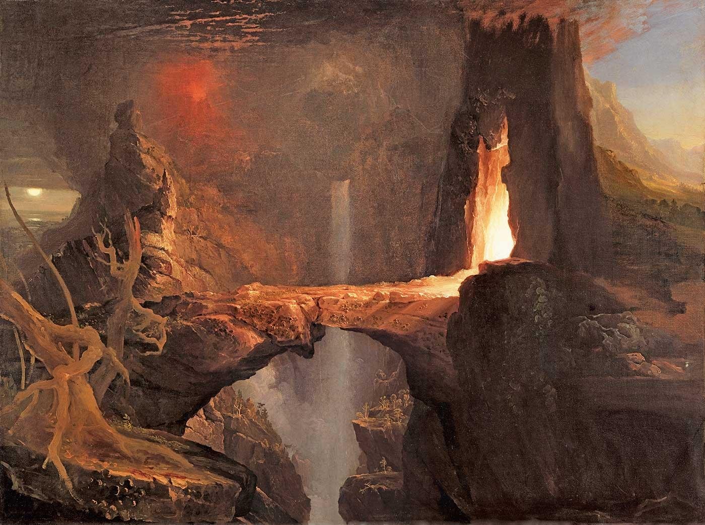 Expulsion Moon and Firelight by Thomas Cole as Art Print