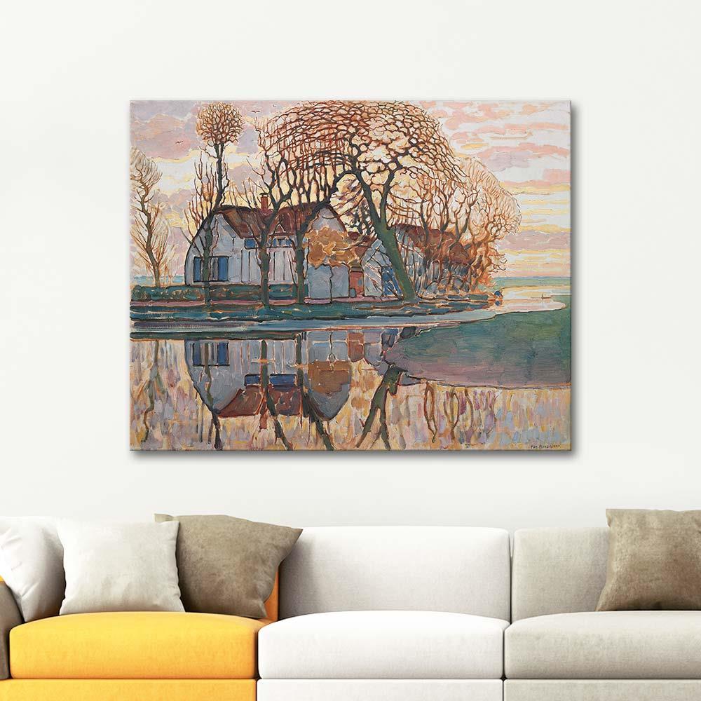 Piet Mondrian Duivendrecht Yakınlarında Çiftlik Kanvas Tablo