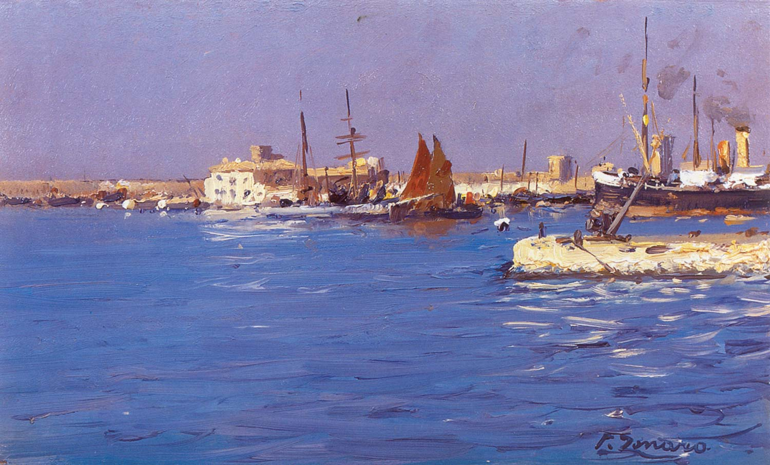 Under Way Ancona by Fausto Zonaro