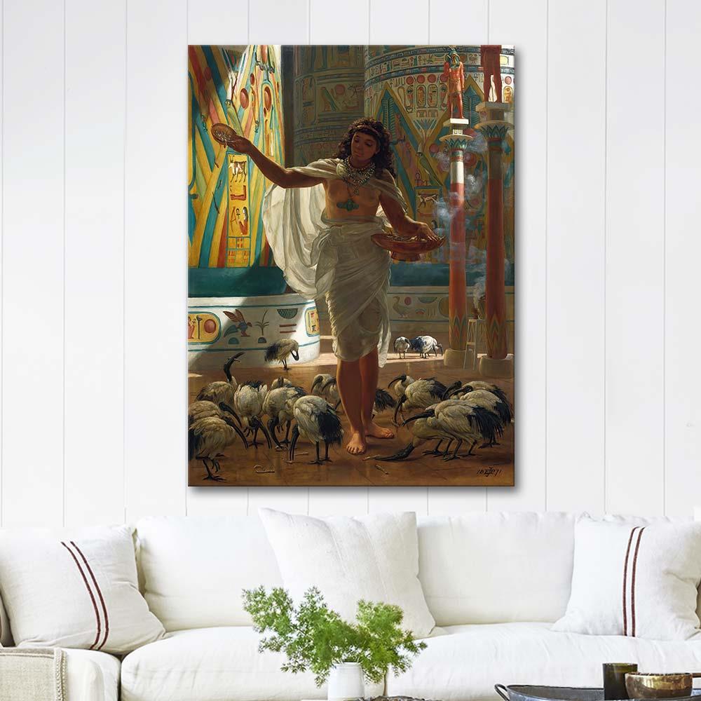 Feeding The Sacred Ibis In The Halls Of Karnac by Edward John Poynter as Art Print