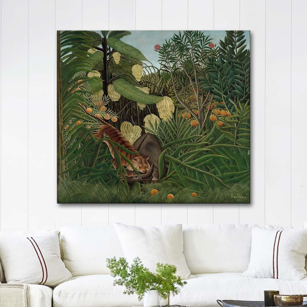 Fight between a Tiger and a Buffalo by Henri Rousseau as Art Print