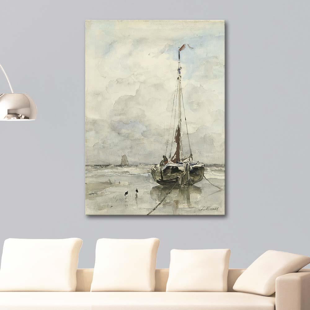 Jacob Maris Kıyıda Balıkçı Teknesi Kanvas Tablo