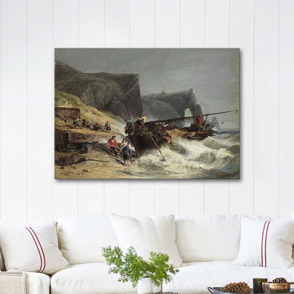 Jules Achille Noël Tekne Yanaştıran Balıkçılar Kanvas Tablo