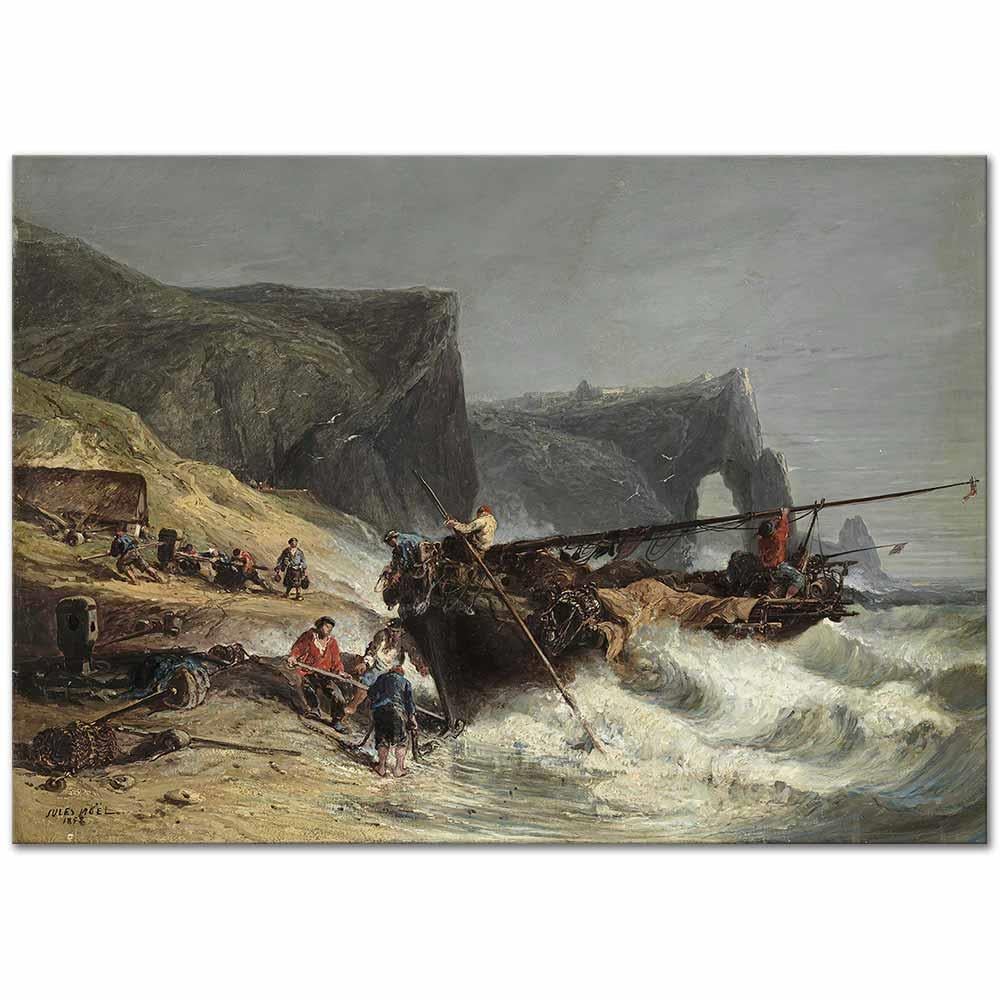 Jules Achille Noël Tekne Yanaştıran Balıkçılar Kanvas Tablo