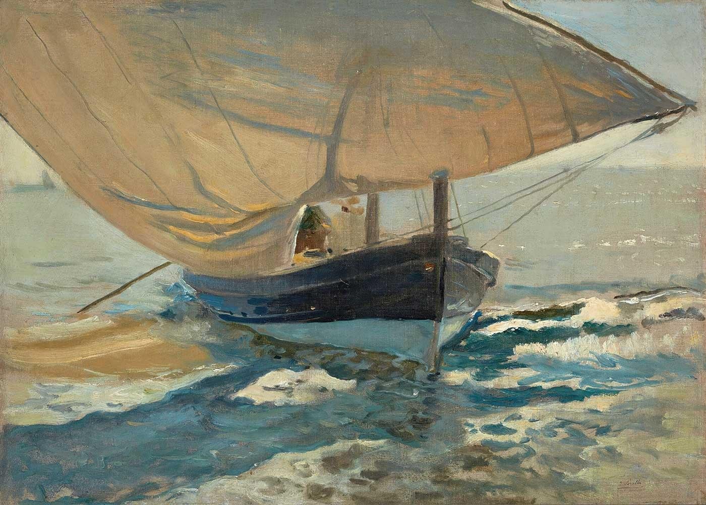 Fishing Boats On The Beach, Valencia by Joaquin Sorolla