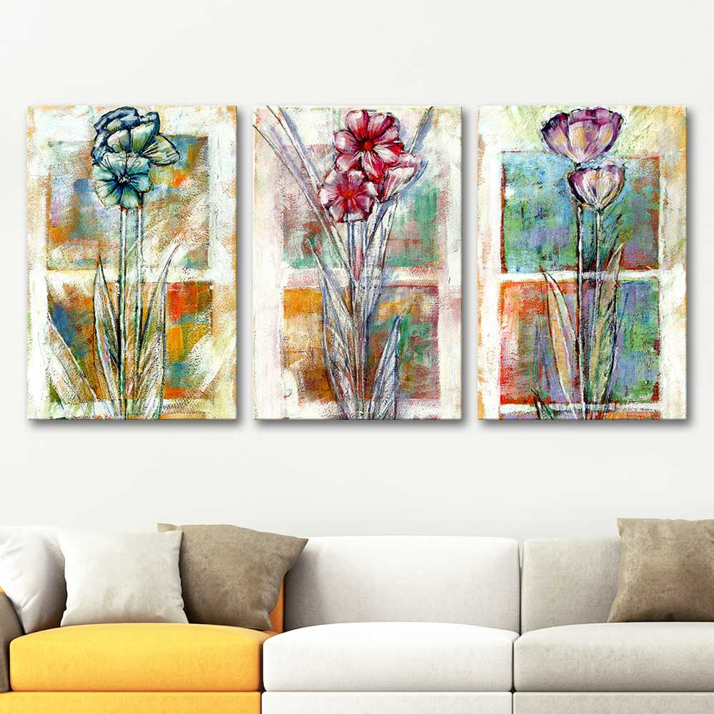 Flower Composition Canvas Set Art Print