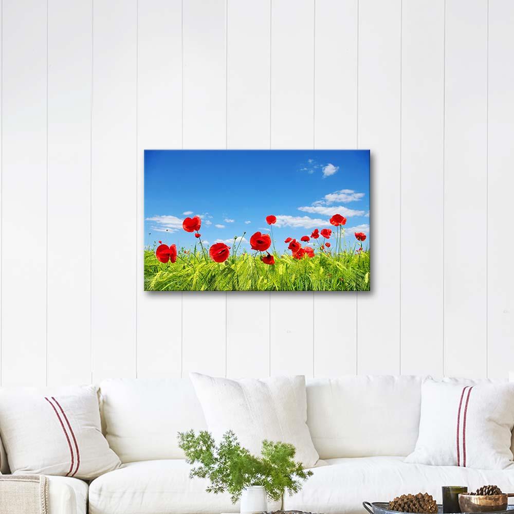 Flower Field With Red Poppies as Art Print