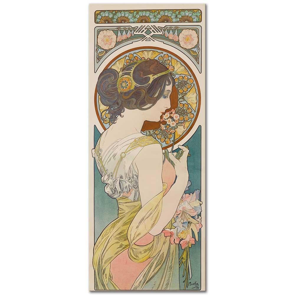 Alphonse Mucha Çiçekler Serisi, Çuhaçiçeği Kanvas Tablo