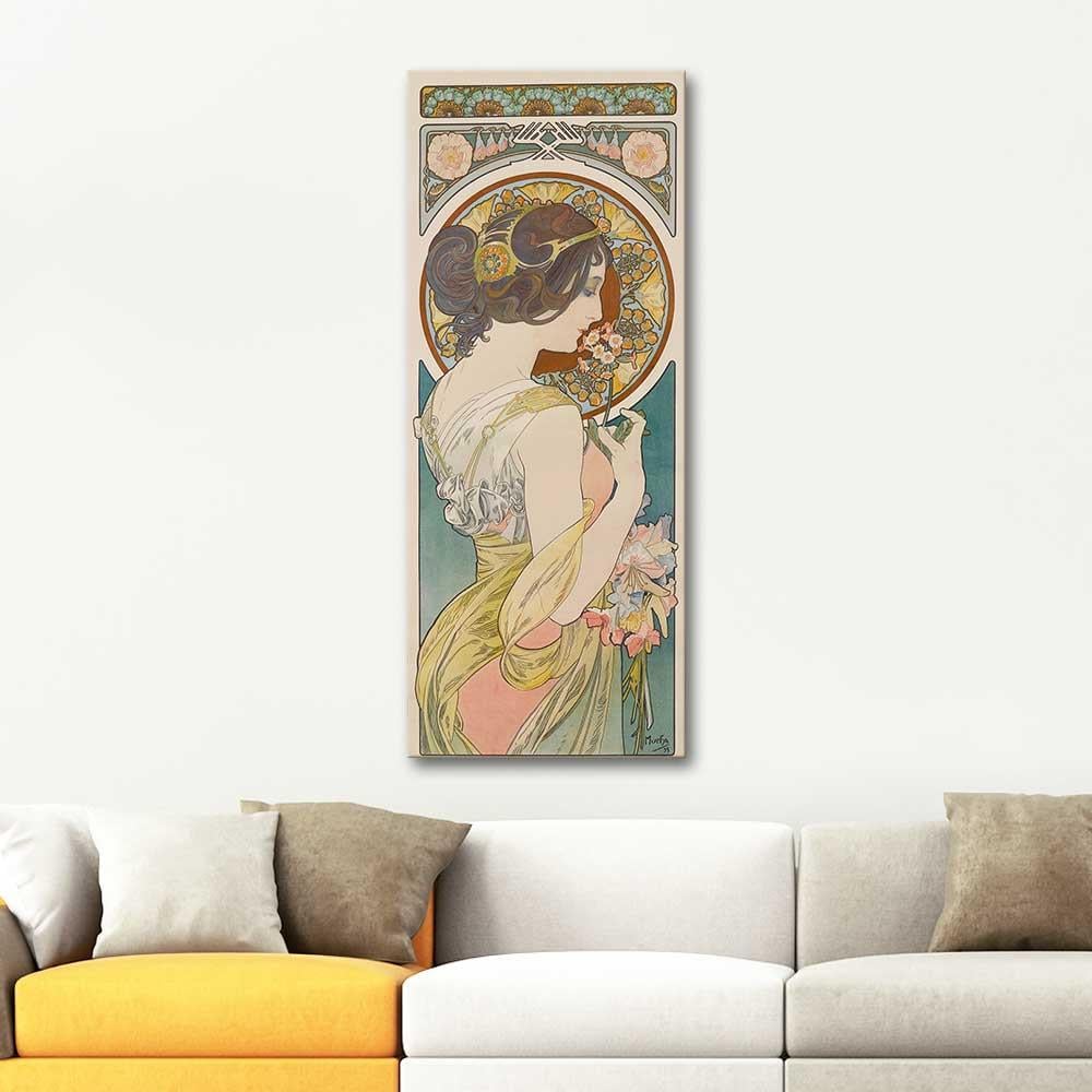 Alphonse Mucha Çiçekler Serisi, Çuhaçiçeği Kanvas Tablo