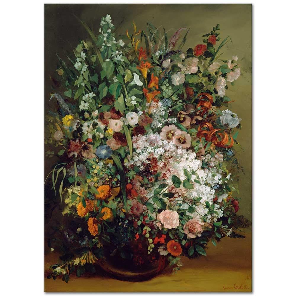 Gustave Courbet Vazoda Çiçekler Kanvas Tablo