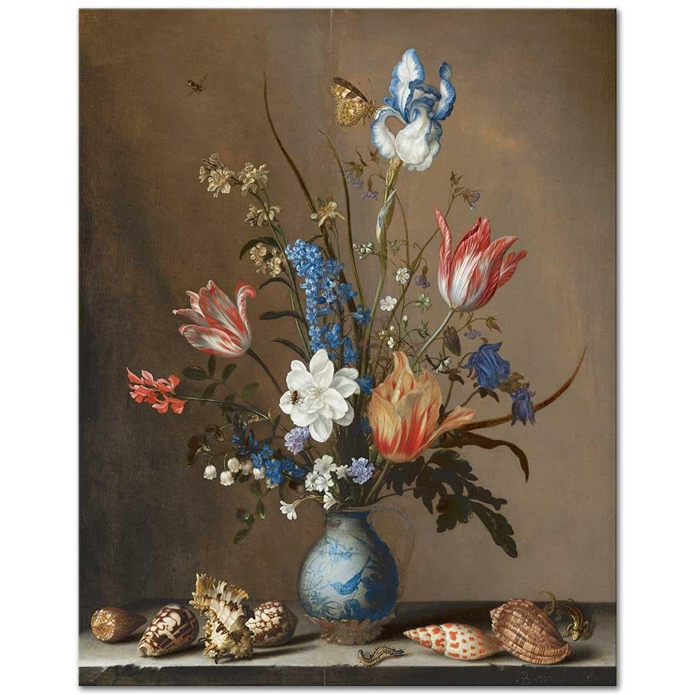 Flowers in a Wan Li Vase with Shells by Balthasar van der Ast