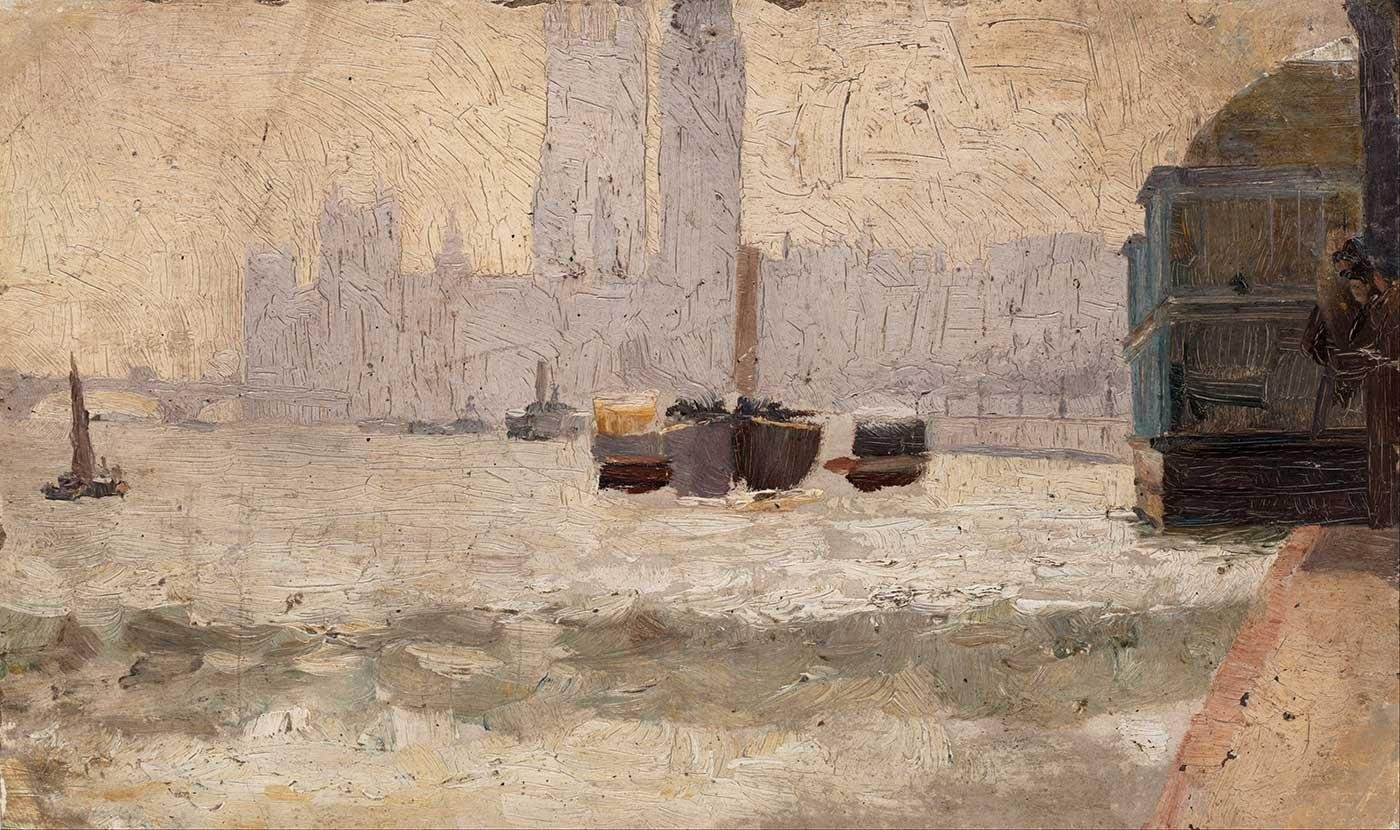 Tom Roberts Siste Thames Kıyısı Londra Kanvas Tablo