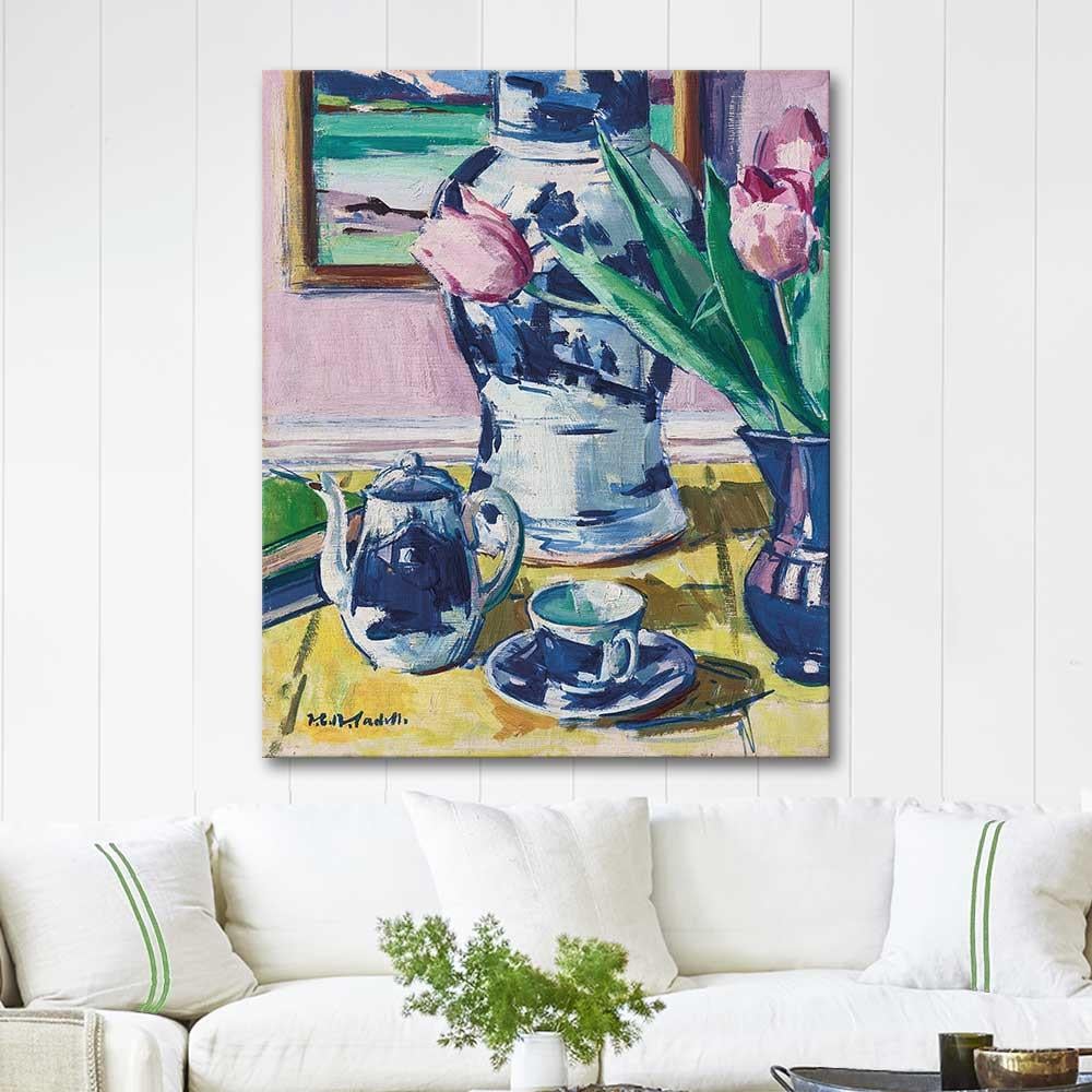 Francis Cadell Still life with Tulips and Iona Art Print