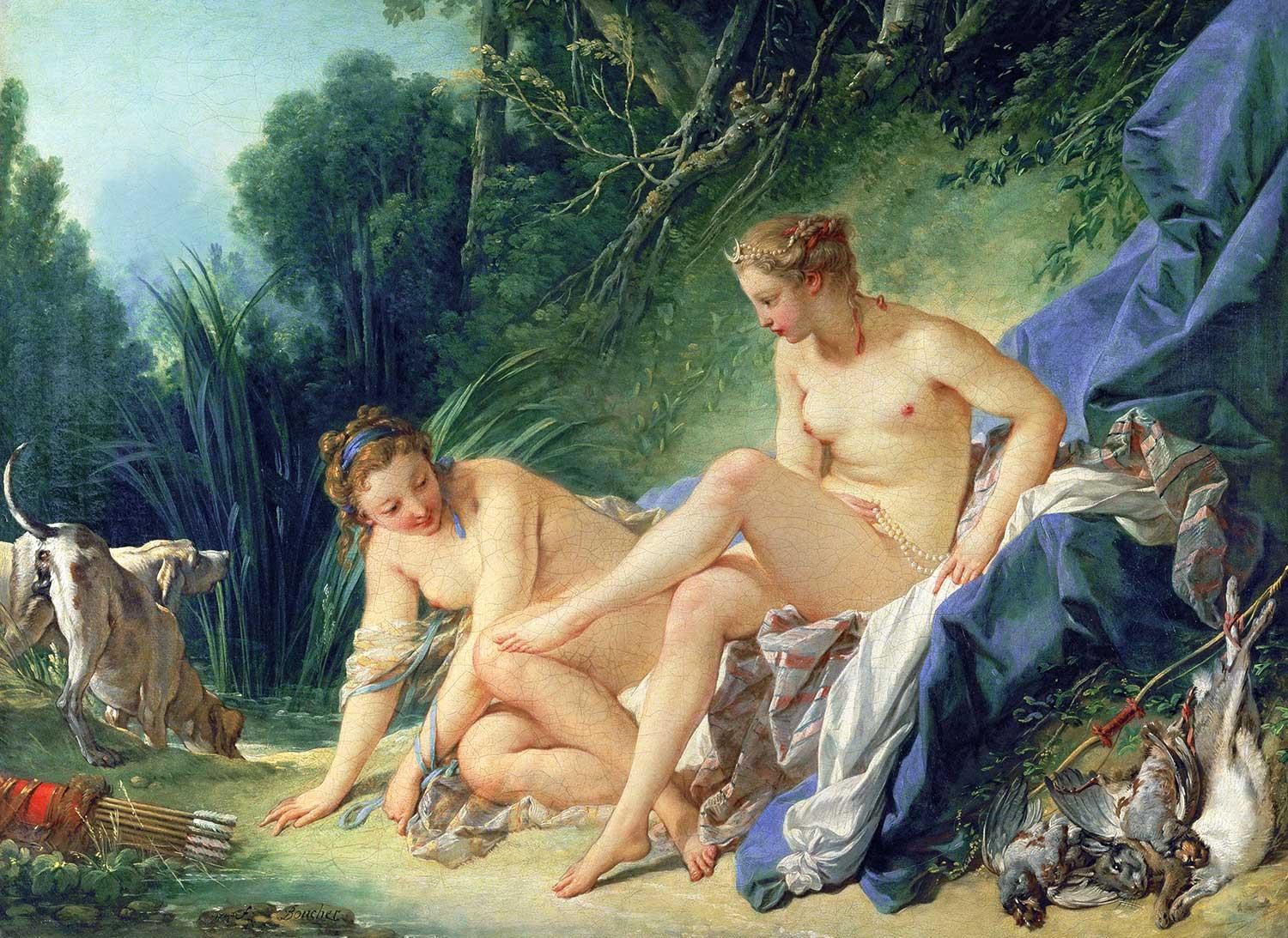 François Boucher Diana Yıkanırken Kanvas Tablo
