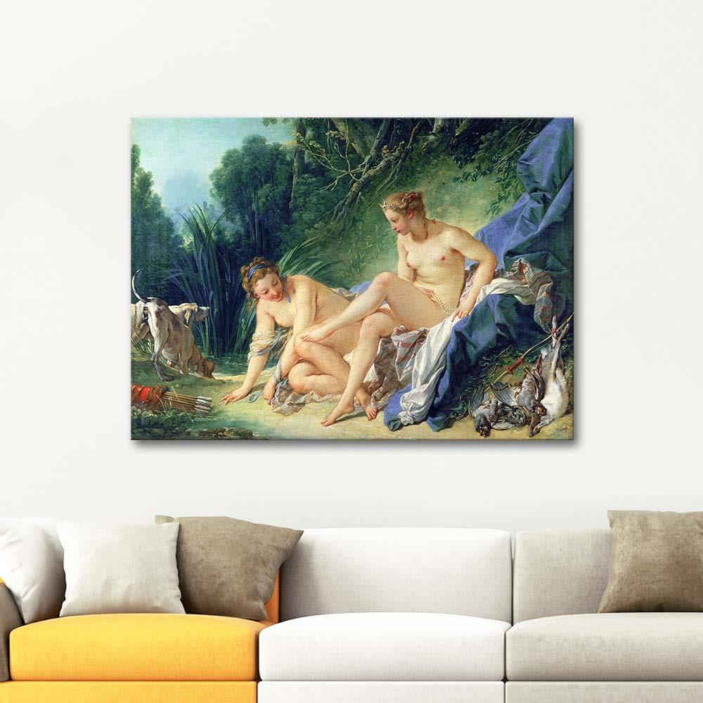 François Boucher Diana Yıkanırken Kanvas Tablo