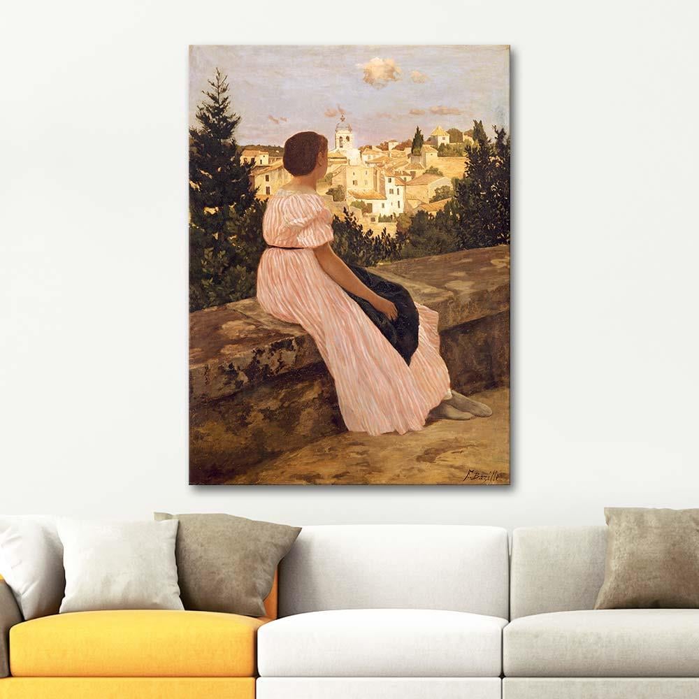 Frederic Bazille Pembe Elbise Kanvas Tablo