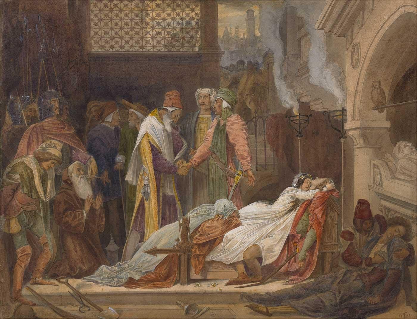 The Reconciliation Of The Montagues And The Capulets by Frederic Leighton
