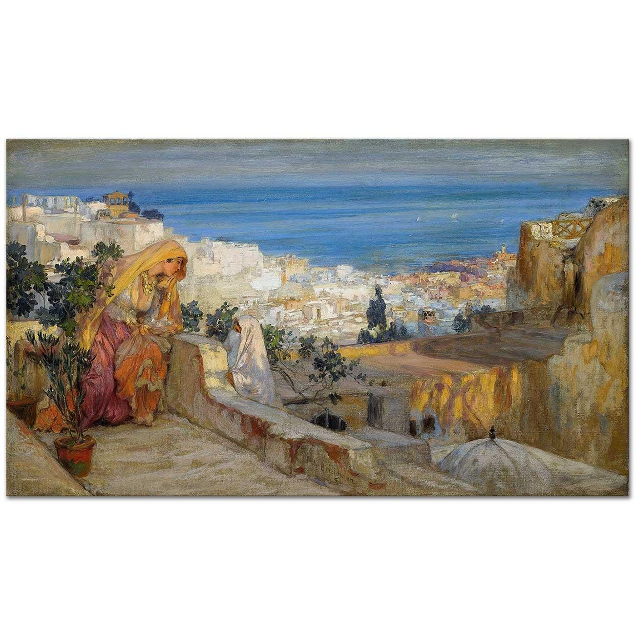 Frederick Arthur Bridgman Arab Women On A Rooftop, Algiers Beyond Art Print