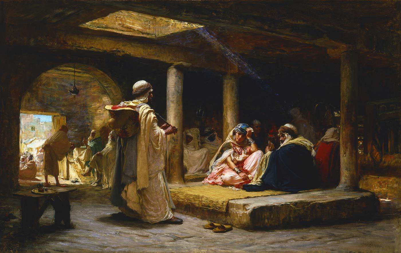 Frederick Arthur Bridgman Cafe at Biskra, Algeria Art Print