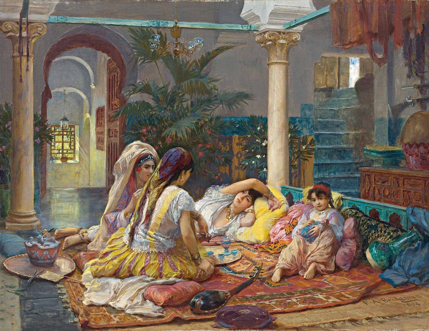 Frederick Arthur Bridgman Haremde Yaşam Kanvas Tablo