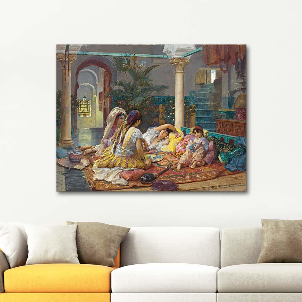 Frederick Arthur Bridgman Haremde Yaşam Kanvas Tablo