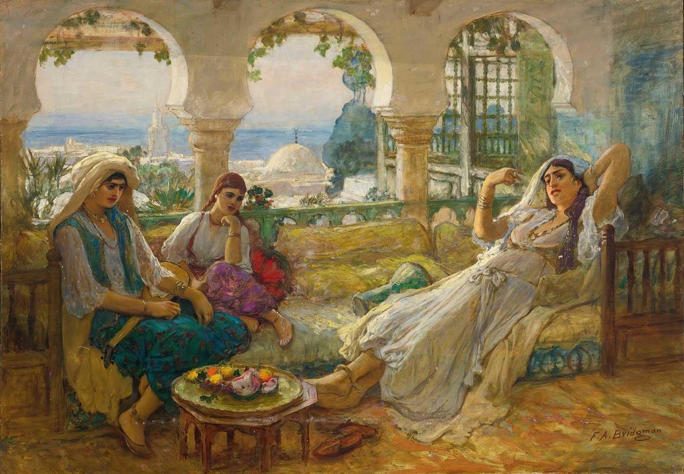 Frederick Arthur Bridgman On The Terrace Art Print