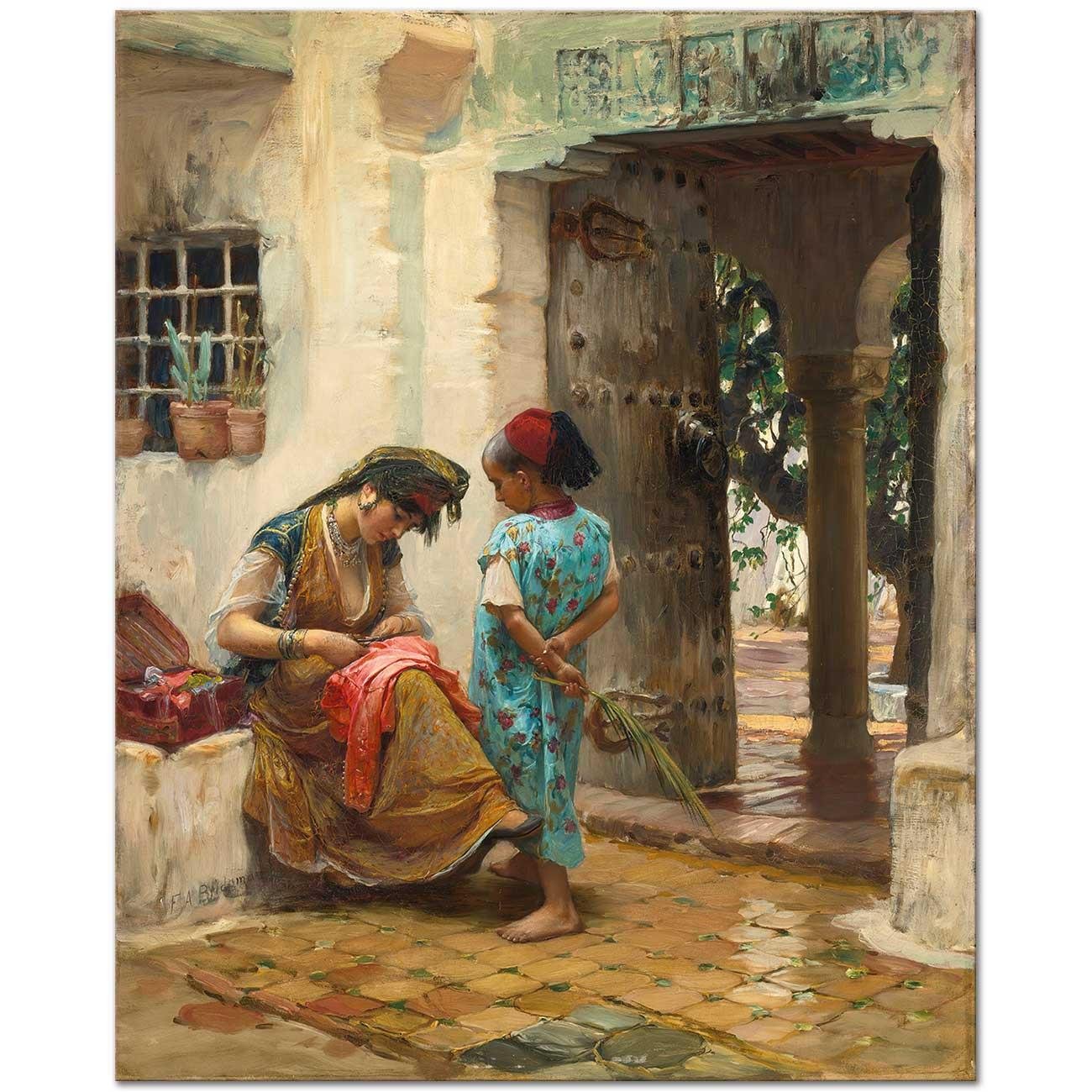 The Sewing Lesson by Frederick Arthur Bridgman